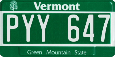 VT license plate PYY647