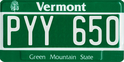 VT license plate PYY650