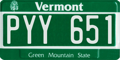 VT license plate PYY651