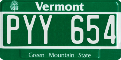 VT license plate PYY654