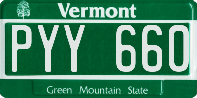 VT license plate PYY660