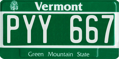 VT license plate PYY667