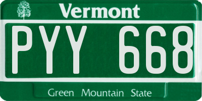 VT license plate PYY668