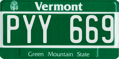 VT license plate PYY669