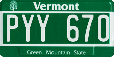 VT license plate PYY670