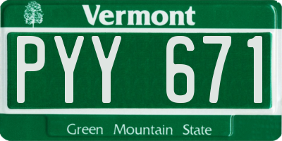 VT license plate PYY671