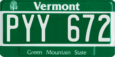 VT license plate PYY672