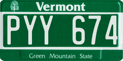 VT license plate PYY674