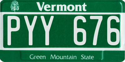 VT license plate PYY676
