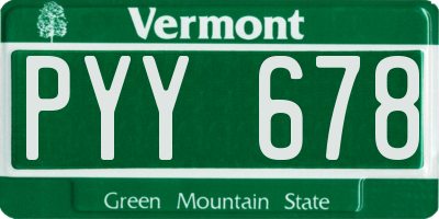VT license plate PYY678