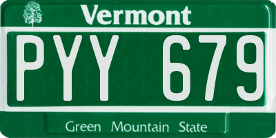 VT license plate PYY679