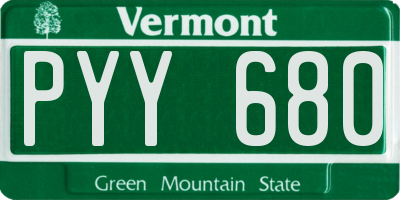 VT license plate PYY680