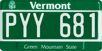VT license plate PYY681