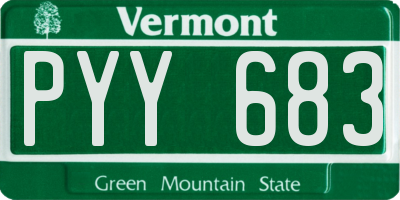 VT license plate PYY683