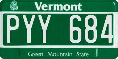 VT license plate PYY684