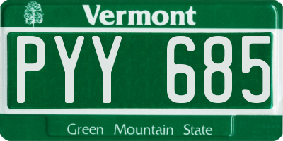 VT license plate PYY685