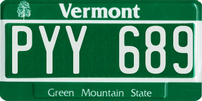 VT license plate PYY689