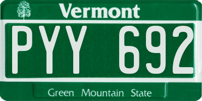 VT license plate PYY692