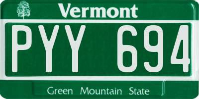 VT license plate PYY694