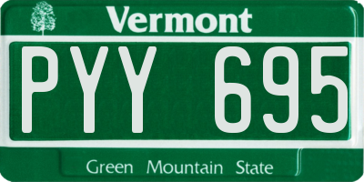 VT license plate PYY695