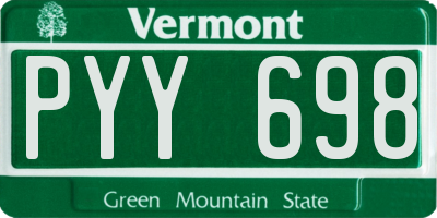 VT license plate PYY698