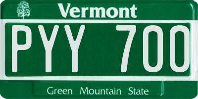 VT license plate PYY700