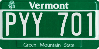 VT license plate PYY701