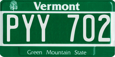 VT license plate PYY702