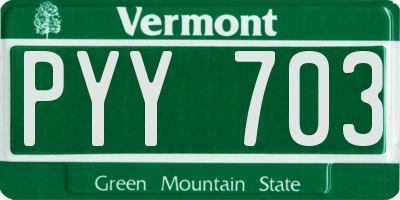 VT license plate PYY703