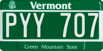 VT license plate PYY707