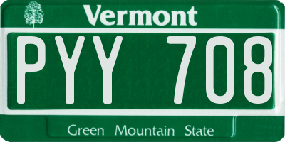 VT license plate PYY708