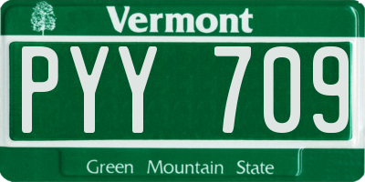 VT license plate PYY709