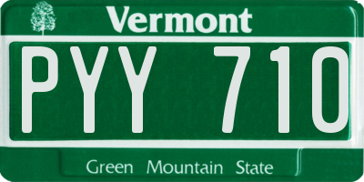 VT license plate PYY710