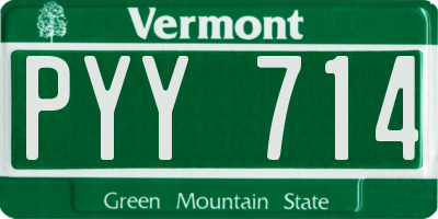 VT license plate PYY714