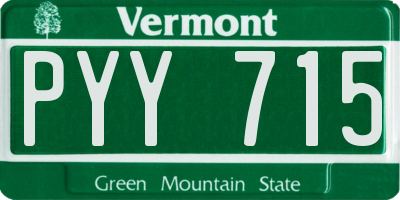 VT license plate PYY715