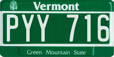 VT license plate PYY716