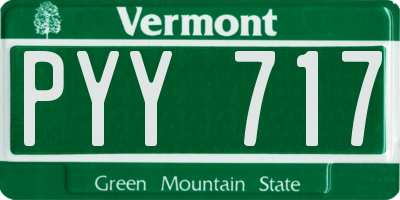 VT license plate PYY717