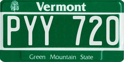VT license plate PYY720