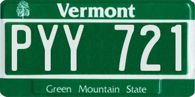 VT license plate PYY721