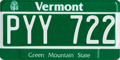 VT license plate PYY722