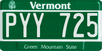 VT license plate PYY725