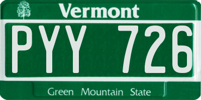 VT license plate PYY726