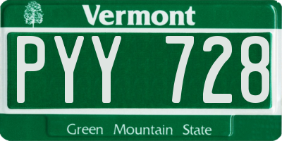 VT license plate PYY728