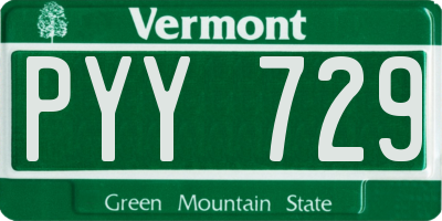 VT license plate PYY729