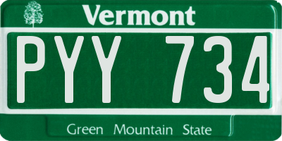 VT license plate PYY734