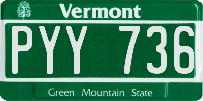 VT license plate PYY736