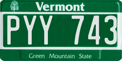 VT license plate PYY743