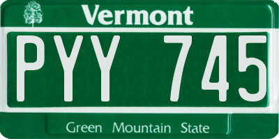 VT license plate PYY745