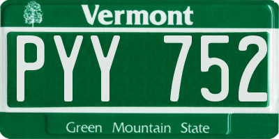 VT license plate PYY752