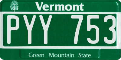 VT license plate PYY753
